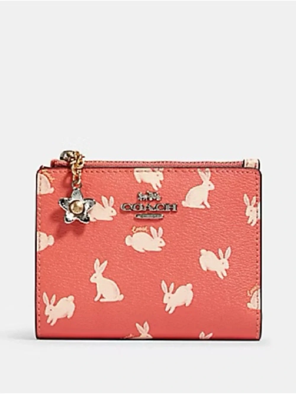 COACH SNAP CARD CASE WITH BUNNY SCRIPT PRINT